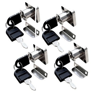 KOMPLET 4x ZAMEK MEBLOWY Z DWOMA KLUCZYKAMI 40x40mm DO SZAFKI SZUFLADY NOWE