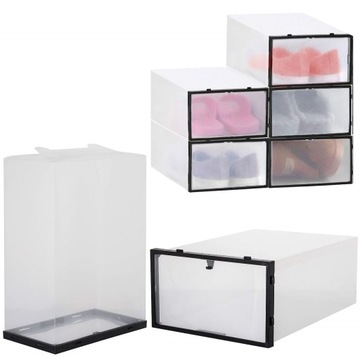 5x PUDEŁKO ORGANIZER POJEMNIK NA BUTY Z KLAPĄ 30,5x21x12,5cm DUŻE ZESTAW