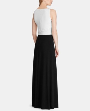 Damska czarno biała klasyczna gładka suknia wieczorowa Maxi wesele komunia