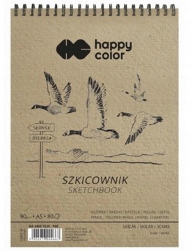 Szkicownik na spirali A5 80K 90g Happy Color Ptaki