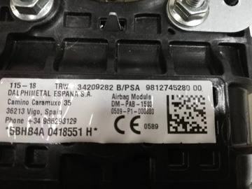 AIRBAG ULOŽENÍ SPOLUJEZDCE 9812745280 CITROEN C3 III