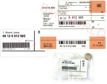 nowa oryginalna OE BMW bateria pilota kluczyka BMW X1 E84 ASO