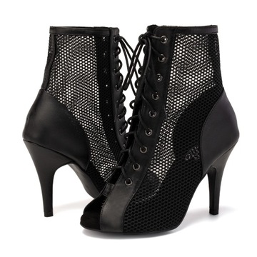 ТАНЦЕВАЛЬНЫЕ ТУФЛИ НА ВЫСОКИХ КОЖАНЫХ ЗАВЯЗКАХ, 10см