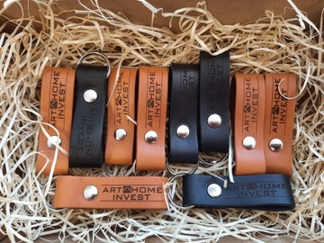 10 кожаных рекламных брелков с выгравированным ВАШИМ ЛОГОТИПом.