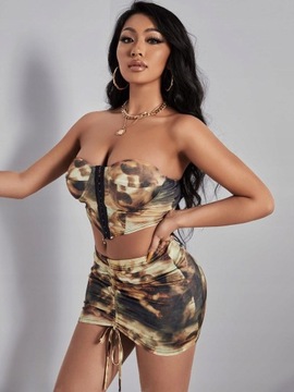 SHEIN KOLOROWY TOP SPÓDNICA WZÓR (M)