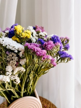 ГОЛУБОЙ СУШЕНЫЙ БУКЕТ ФИОЛЕТОВЫЙ РОЗОВЫЙ ГОЛУБОЙ НАТУРАЛЬНЫЕ ЦВЕТЫ