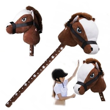 PLUSZOWA GŁOWA KONIA NA KIJU HOBBY HORSE DŹWIĘK BRĄZOWY KOŃ