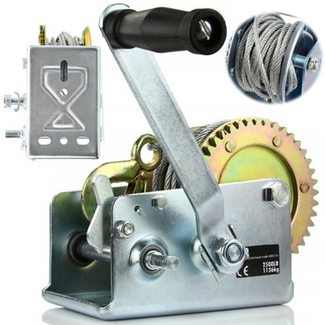 WYCIĄGARKA WCIĄGARKA STALOWA LINOWA RĘCZNA KORBA 2500LBS