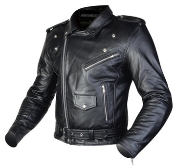 OZONE RAMONES Kurtka Motocyklowa Skórzana CZARNA L