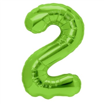 Balon foliowy cyfra 2 ZIELONY 100 cm urodziny