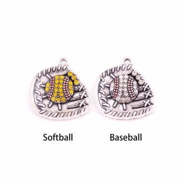 Baseball Softball Glove and Ball Clear Crystal pendant Jewelry Mom