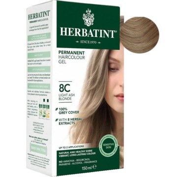 HERBATINT FARBA DO WŁOSÓW NATURALNA TRWAŁA 8C jasny popielaty blond