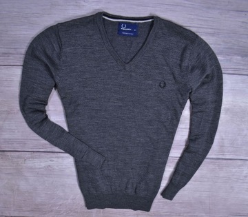 FRED PERRY Merino Wool Sweter Męski Szary / M