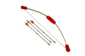 Łuk drewniany futerko czerwony 100cm 3 strzały