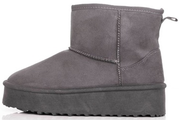 7881 SZARE OCIEPLANE BOTKI ŚNIEGOWCE NA PLATFORMIE GRUBA PODESZWA 41