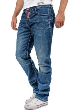 Jeansy Spodnie Jeansowe Denim Blue Kontrast Cieniowane