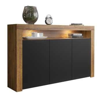 KOMODA SZAFKA LOFT RETRO DĄB/CZARNY RTV E106