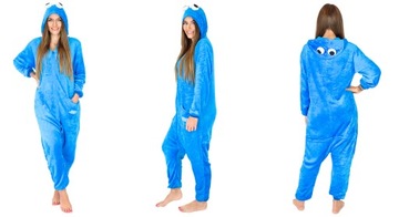 ONESIE KIGURUMI NIEBIESKI ELMO JEDNOCZĘŚCIOWA PIŻAMA PRZEBRANIE UNISEX L