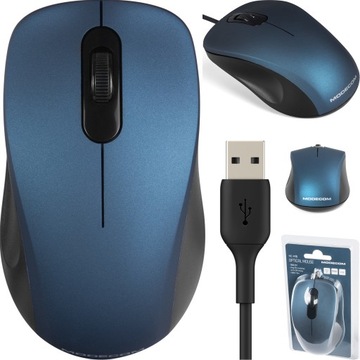 BEZKLIKOWA MYSZKA PRZEWODOWA USB TYPU SILENT CICHA DŁUGI PRZEWÓD USB 1,8 M.