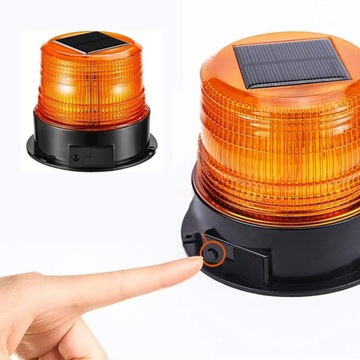 SŁONECZNA LAMPA OSTRZEGAWCZA BŁYSKOWA KOGUT MAGNES 12V 24V