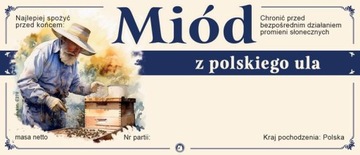 Etykiety na miód z polskiego ula (100szt) - wzór E278