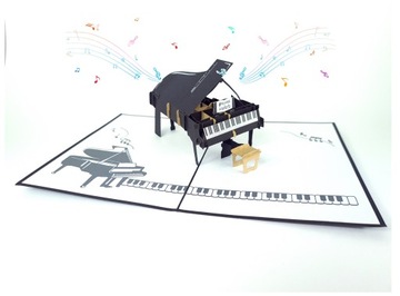 Grająca Kartka 3D Fortepian Urodziny Pianino Chopin Muzyka Muzyczna Kartka