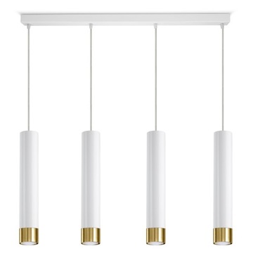 Lampa Wisząca Tuby Metal Biała Złota LED GU10