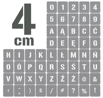 Szablony zestaw LITERY i CYFRY 4cm /malarskie/