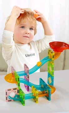 Набор магнитных блоков, шариков, магнита, шариковой дорожки, 3D конструкция шариковой дорожки.