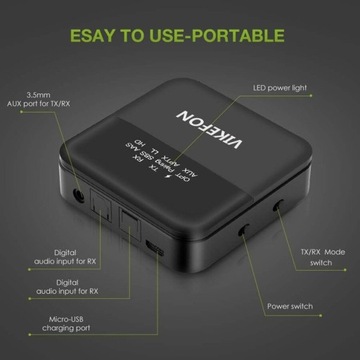 АДАПТЕР VIKEFON BT 5.0 AUX+S/PDIF Qualcomm aptX HD