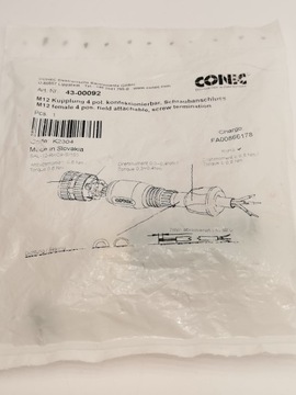 Gniazdo Conec 43-00092 M12-4p