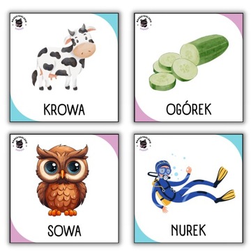 RYMY 84 karty - 42 pary | Karty obrazkowe z podpisami dla dzieci