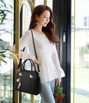 СУМКА ЖЕНСКАЯ КОЖАНАЯ, ЧЕРНАЯ, ЭЛЕГАНТНАЯ СУМКА ИЗ ЭКО КОЖИ, МОДНАЯ