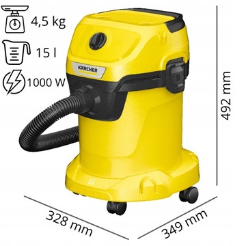 Пылесос без мешка KARCHER WD 3 Профессиональный набор для всасывания 1000 Вт