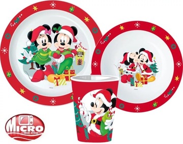 MYSZKA MICKEY Dziecięcy Zestaw Świąteczny Obiadowy