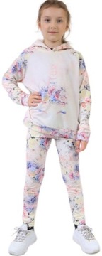 Dresy dziecięce komplet bluza kaptur legginsy r122