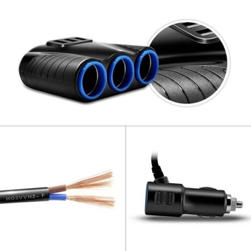 Разветвитель прикуривателя 120 Вт 3 x USB 3.1A