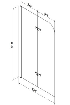 MEXEN 2-створчатая ширма для ванны 100 см, ЧЕРНАЯ