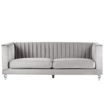 Sofa 3-osobowa welurowa jasnoszara ARVIKA