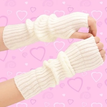 Women Knitted Arm Warmers Gloves Soft Wool Arm Sleeve Long Fingerless