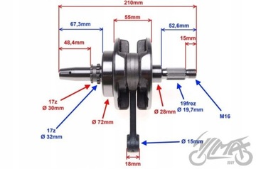 WAŁ KORBOWY ZONGSHEN CROSS 250 SILNIK CB250D-G