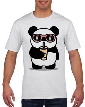 Koszulka męska Panda w okularach i ze smoothie