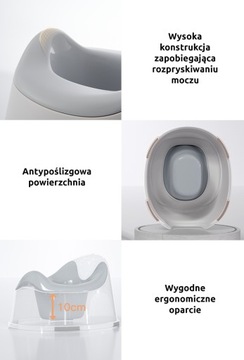 Nocnik dziecięcy Ines&John z wyjmowanym wkładem Szary Grey
