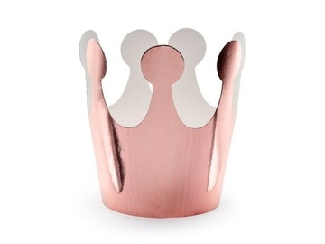 KORONA PARTY RÓŻOWE ZŁOTO 6 CM 6 SZT