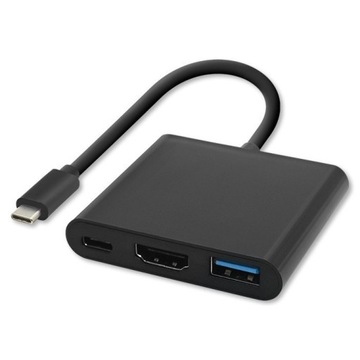 Адаптер-концентратор Qoltec USB-C 3.1 3 в 1 / USB 3.0 / HDMI 4K / USB-C 3.1 PD 100 Вт