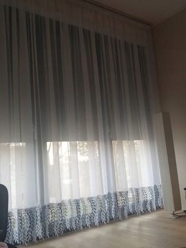 Штора 500х220 вуаль-лента ШИРОКОЕ гипюровое кружево ЛИСТЬЯ БЕЛОЕ СЕРОЕ 30см