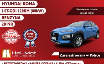 Hyundai Kona I Crossover 1.0 T-GDI 120KM 2019 Hyundai Kona BEZWYPADKOWY 1.0 T-GDi 2019 Klima Zarejestrowany KAMERA, zdjęcie 3