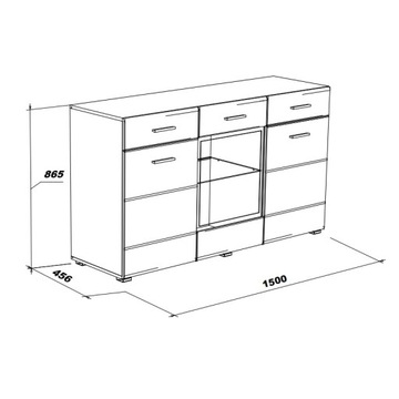 KOMODA SZAFKA WITRYNA BIAŁY POŁYSK MDF SZKŁO DRZWI GLOSS KM-150 Meble-Craft