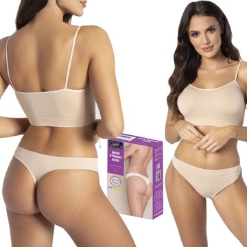 Gatta Mini String Nini bezszwowe majtki natural L