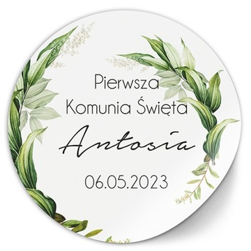 Naklejka komunijna z personalizacją podziękowanie